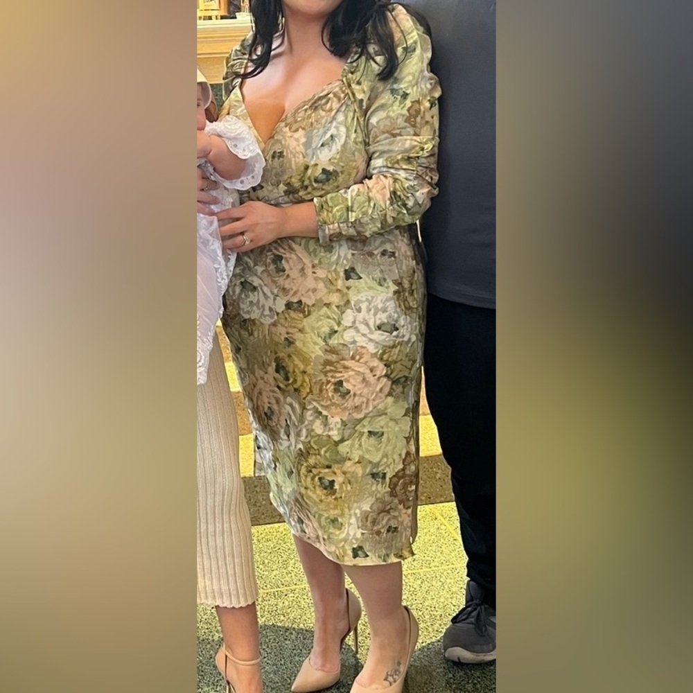 ASOS Green Floral Pencil Dress